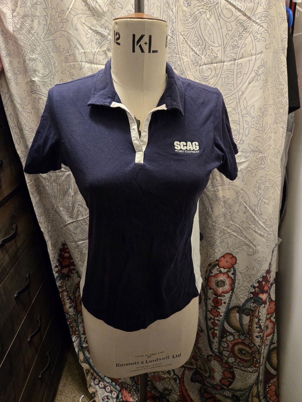 Women's Navy Polo Shirt with White Trim